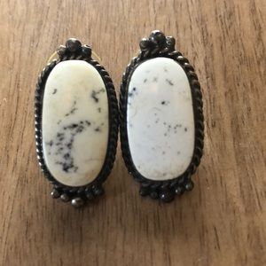 Signed B Lee sterling and white turquoise earrings vintage Navajo